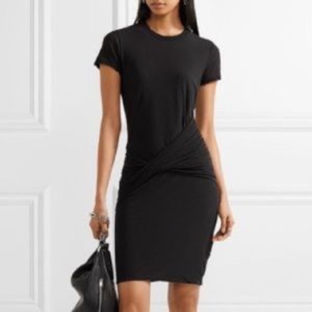 James Perse Black Twist Front Jersey Dress
